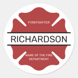 Adesivo Redondo Símbolo de logotipo vermelho de bombeiro personali