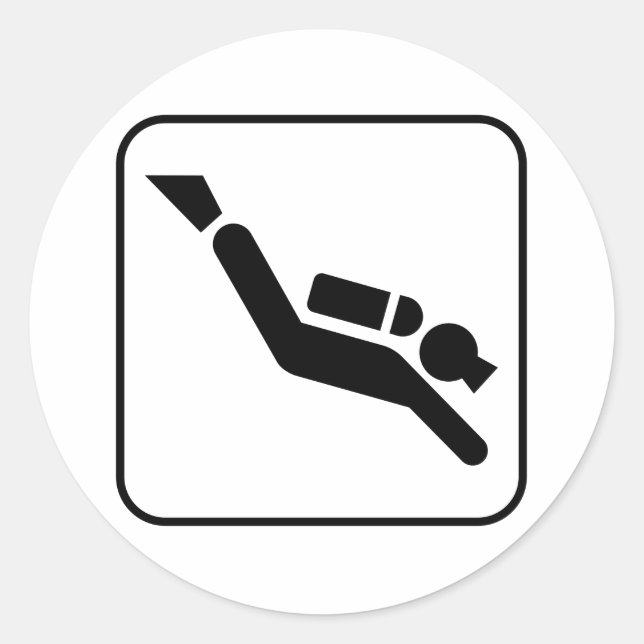 Adesivo Redondo Símbolo de mergulho Scuba (Frente)