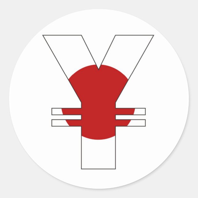 Adesivo Redondo símbolo de moeda iene símbolo de moeda sinal de ja (Frente)