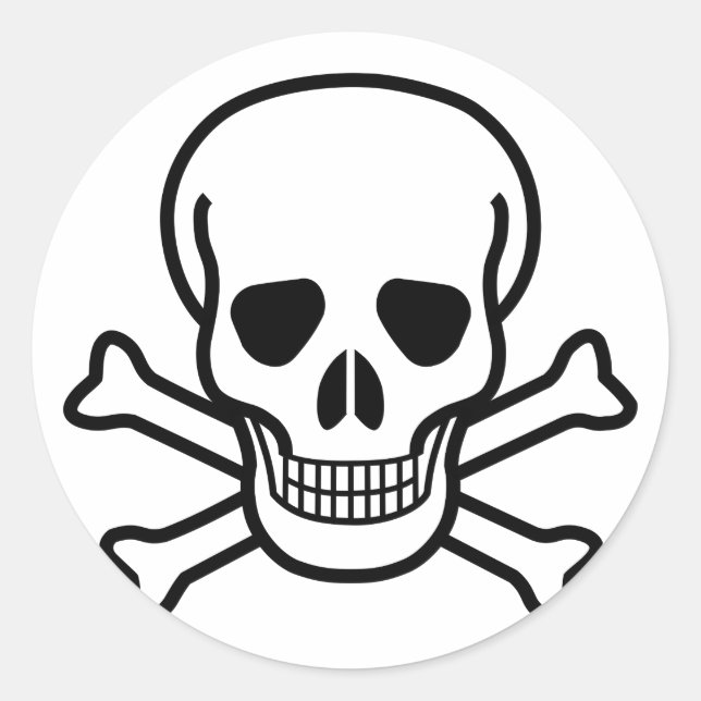 Adesivo Redondo Símbolo de morte do crânio e do Crossbones (Frente)