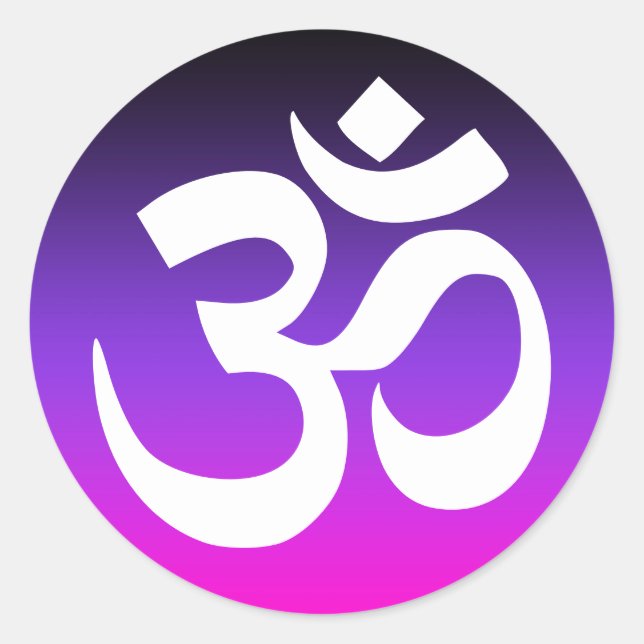 Adesivo Redondo Símbolo de Om preto violeta e rosa quente (Frente)