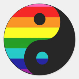 Adesivo Redondo Símbolo de Orgulho LGBTQ Yin Yang Arco-íris de Equ