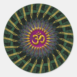Adesivo Redondo Símbolo de Ouro Fraco Verde+Dourado (Aum)