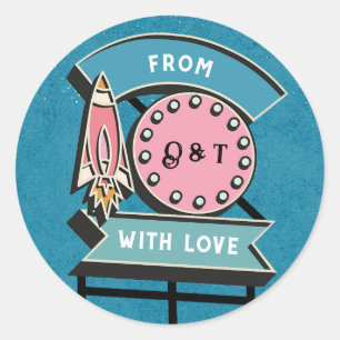 Adesivo Redondo Símbolo de Outdoor Coletor Clássico de Casamento