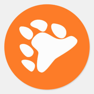ADESIVO REDONDO SÍMBOLO DE PAW DE URSO BRANCO