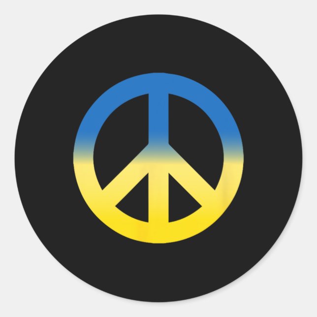 Adesivo Redondo Símbolo de Paz - Cores da Bandeira da Ucrânia com  (Frente)