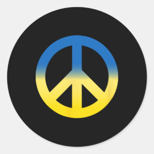 Adesivo Redondo Símbolo de Paz - Cores da Bandeira da Ucrânia com