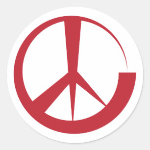 Adesivo Redondo Símbolo de paz criativa isolado vermelho