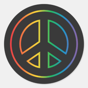 Adesivo Redondo Símbolo de Paz Neon Rainbow
