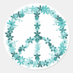 Adesivo Redondo Símbolo de paz, potência floral
