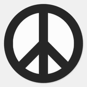 Adesivo Redondo Símbolo de paz preto e branco