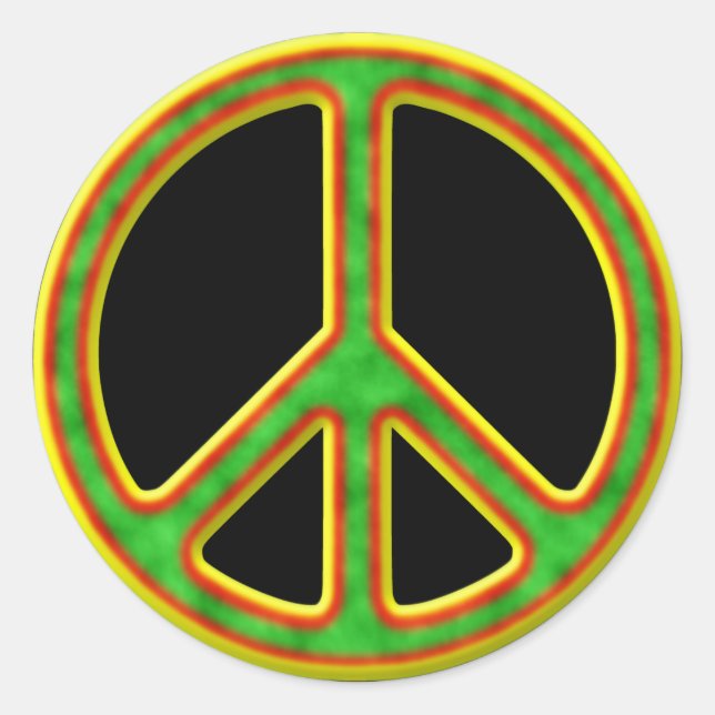 Adesivo Redondo Símbolo de paz rasta (Frente)