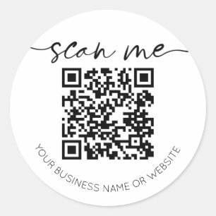 Adesivo Redondo Símbolo de Pedestal Branco do Código QR Elegante