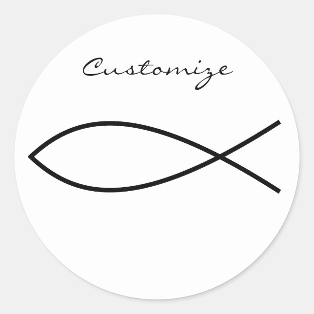 Adesivo Redondo Símbolo de Peixe Cristão Ichthys Thunder_Cove (Frente)