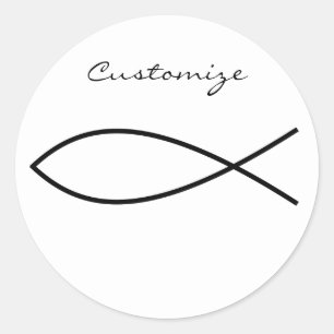 Adesivo Redondo Símbolo de Peixe Cristão Ichthys Thunder_Cove