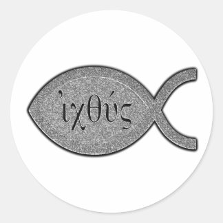 Adesivo Redondo Símbolo de peixe cristão IXOYE - Efeito de pedra