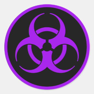 Adesivo Redondo Símbolo de perigo biológico púrpura