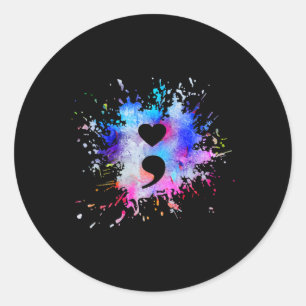 Adesivo Redondo Símbolo de ponto e vírgula do coração com gráfico