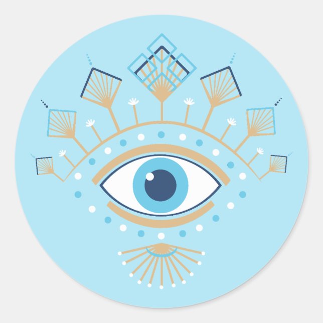 Adesivo Redondo Símbolo de Proteção Turco de Mau Grego Decorado (Frente)