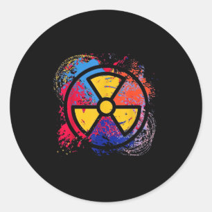 Adesivo Redondo Símbolo de Radiação de Medicina Nuclear Colorido R