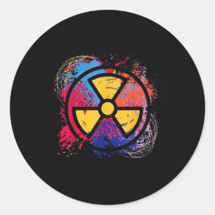 Adesivo Redondo Símbolo de Radiação de Medicina Nuclear Colorido R