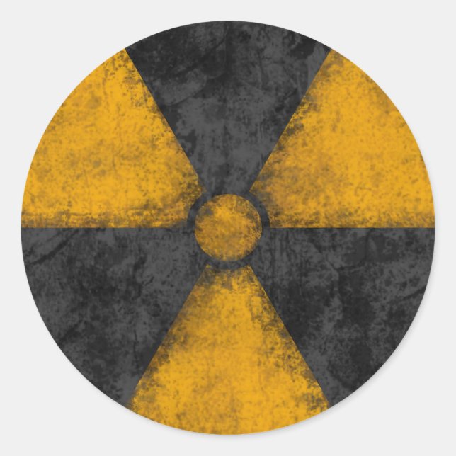 Adesivo Redondo Símbolo de radiação em relevo (Frente)