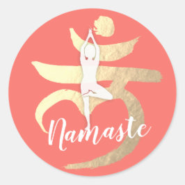 Adesivo Redondo Símbolo de Raiz de Meditação de Instrutor do Yoga
