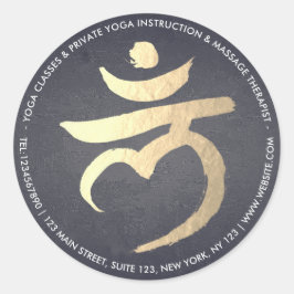 Adesivo Redondo Símbolo de Raiz de Meditação de Instrutor do Yoga