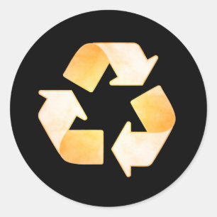 Adesivo Redondo Símbolo de Reciclagem de cor d'água laranja
