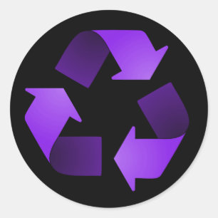 Adesivo Redondo Símbolo de Reciclagem roxo