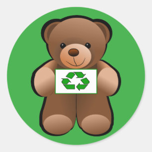 Adesivo Redondo Símbolo de Reciclar do Urso de Teddy Design