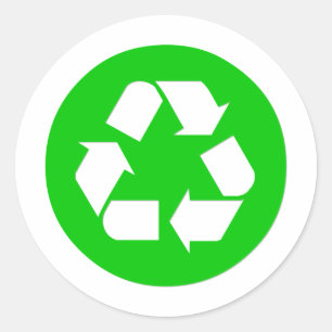 Adesivo Redondo Símbolo de reciclar - Reduzir, Reutilizar, Recicla