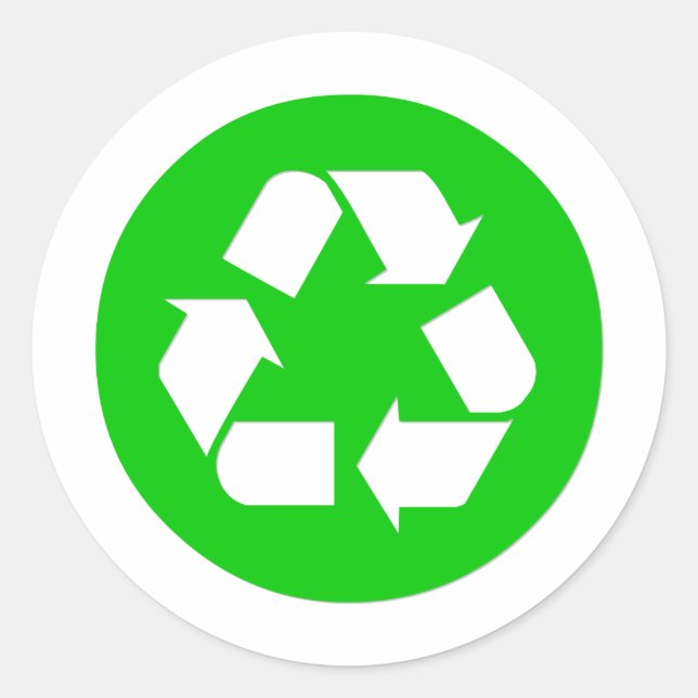Adesivo Redondo Símbolo de reciclar - Reduzir, Reutilizar, Recicla (Frente)