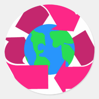 Adesivo Redondo símbolo de reciclar rosa