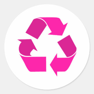 Adesivo Redondo símbolo de reciclar rosa