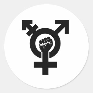 Adesivo Redondo Símbolo de resistência ao gênero trans - - - -