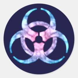 Adesivo Redondo Símbolo de risco biológico azul