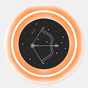 Adesivo Redondo Símbolo de Sagitário – Emblema Mínimo de Astrologi