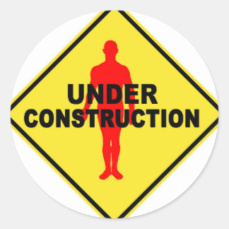 Adesivo Redondo Símbolo de Trabalho em Andamento
