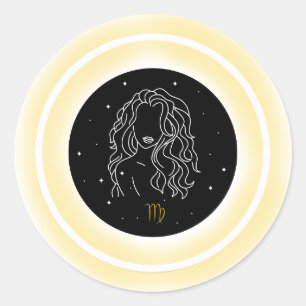 Adesivo Redondo Símbolo de Virgem – Emblema Mínimo de Astrologia