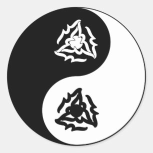 Adesivo Redondo Símbolo de yin e yang em preto e branco