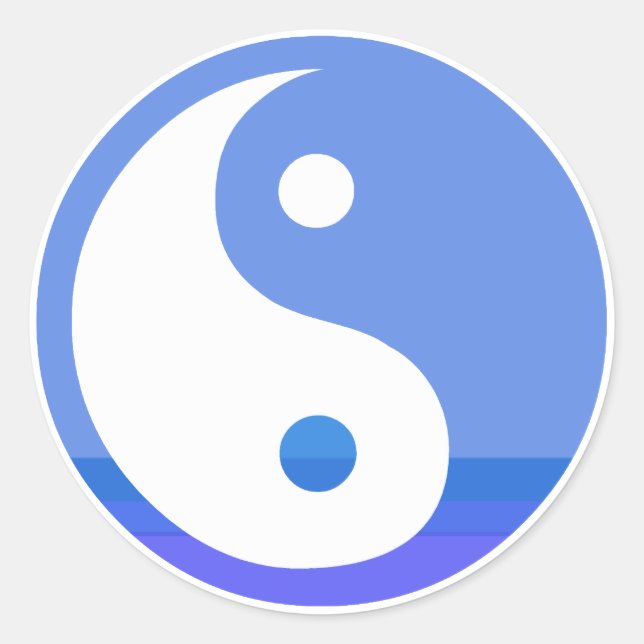 Adesivo Redondo Símbolo de Yin Yang, Taijitu Azul e Branco (Frente)