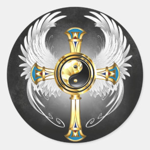 Adesivo Redondo Símbolo Devine Egípcio Dourado Yin Yang