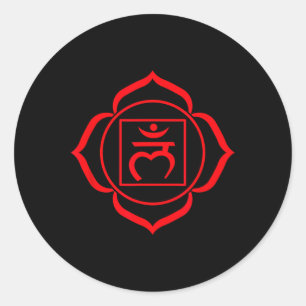 Adesivo Redondo Símbolo do Chakra Raiz Vermelho Muladhara Iogue Yo