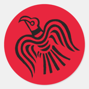 Adesivo Redondo Símbolo do corvo da bandeira de Viking