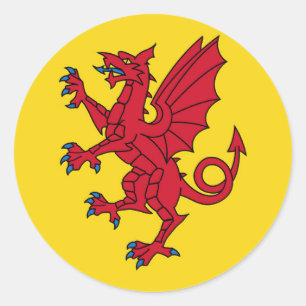 Adesivo Redondo Símbolo do dragão Somerset Flag England