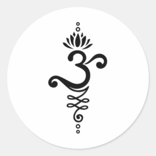 Adesivo Redondo Símbolo do Om Mantra Yoga Flor de Lótus Ornamento