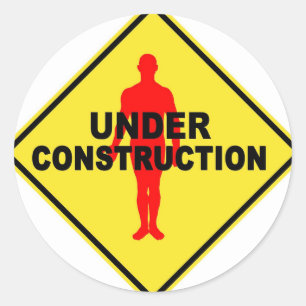 Adesivo Redondo Símbolo dos trabalhos em curso