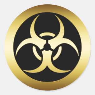 ADESIVO REDONDO SÍMBOLO DOURADO DE BIO-HARZARD