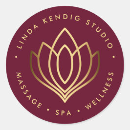Adesivo Redondo Símbolo Dourado de ioga lotus | Ruby wellness mass